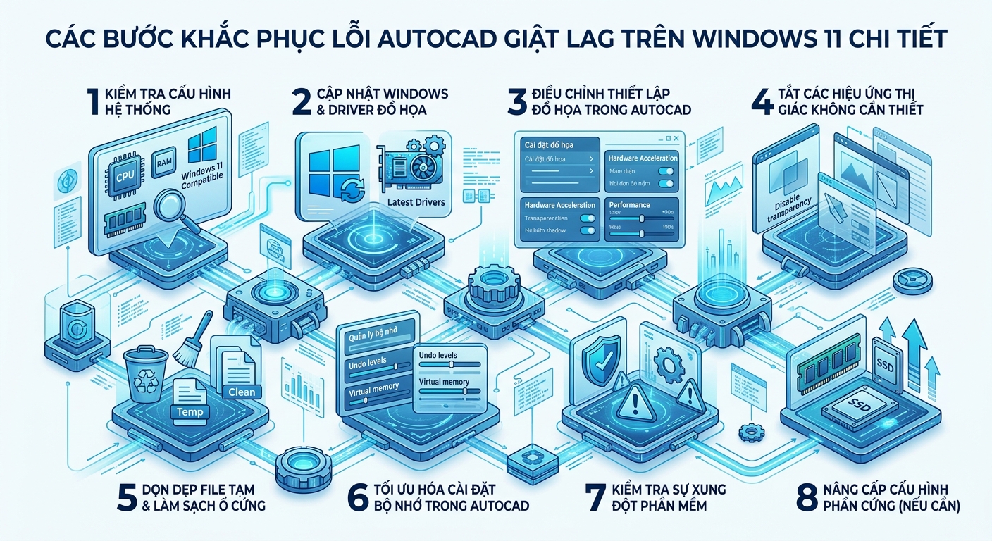 Các bước khắc phục lỗi AutoCAD giật lag trên Windows 11 chi tiết