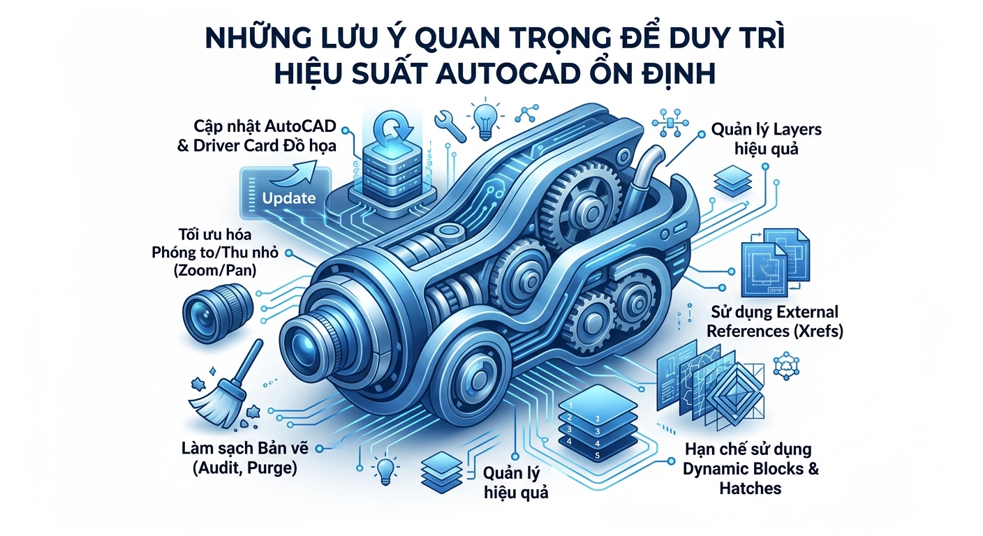 Những lưu ý quan trọng để duy trì hiệu suất AutoCAD ổn định