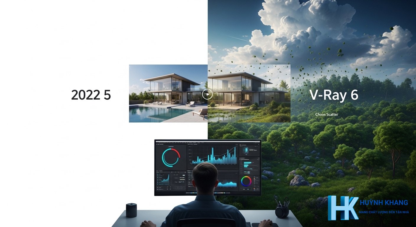 So sánh Vray for Sketchup 2022 (V-Ray 5) và V-Ray 6 (phiên bản 2026)